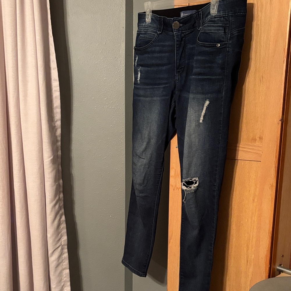 Democracy Dark Blue Distressed Skinny Jeans